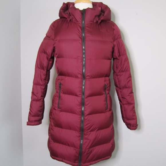 The North Face Jackets & Blazers - The North Face 550 Down Fill Attached Hood Long Puffer Burgundy Jacket Women XS